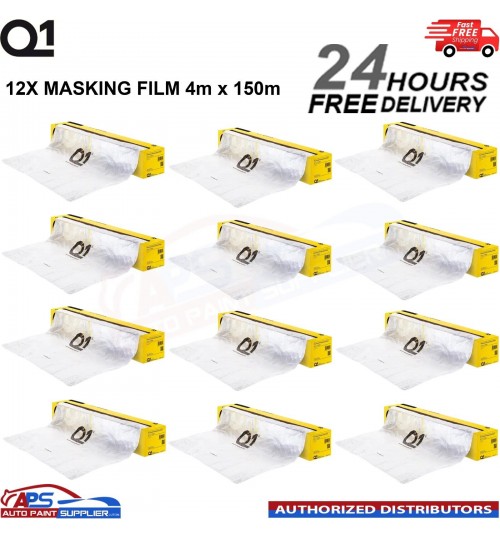 12x Q1 MASKING FILM SHEETING ROLL 4M X 150M PREMIUM AUTOMOTIVE PAINT PROTECTON